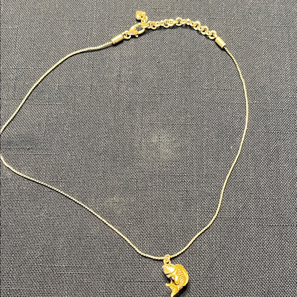 Brighton Gold Color Fish Pendant Necklace/Silver Chain.